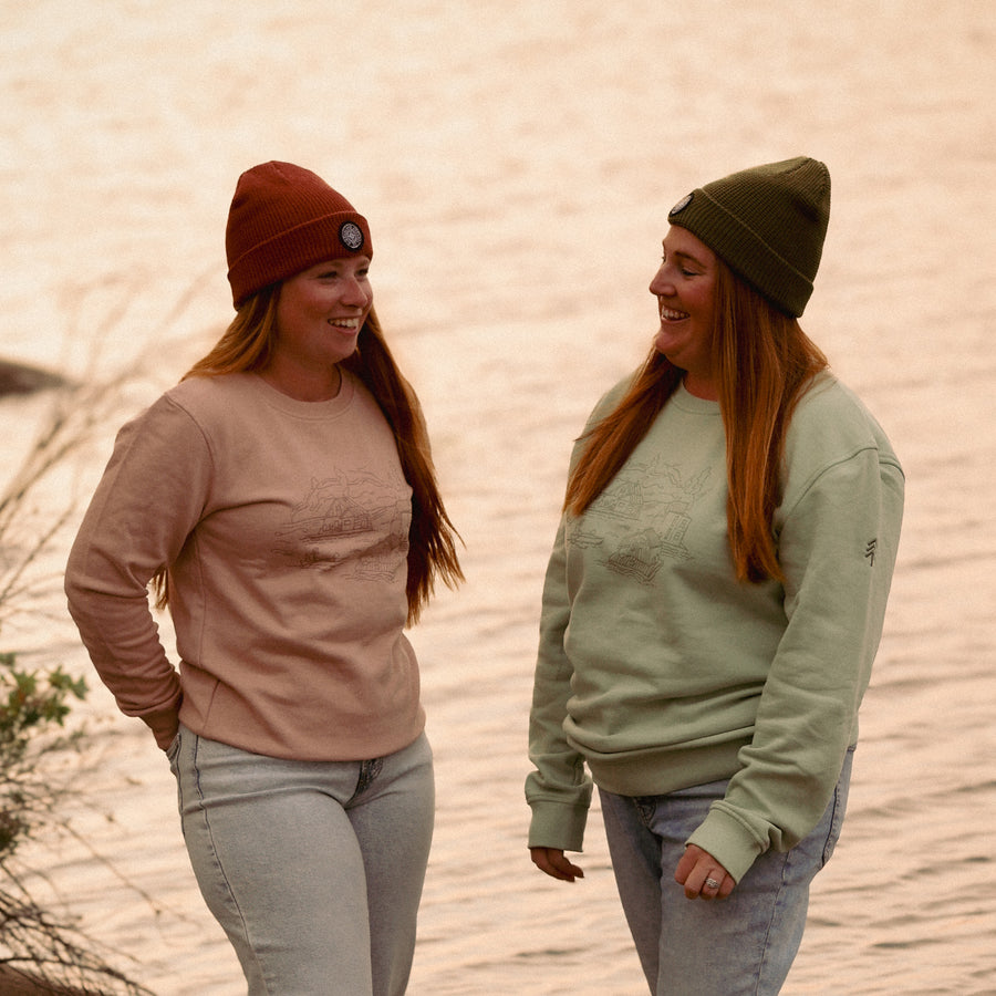 Compass Waffle Knit Toque - Berry Red